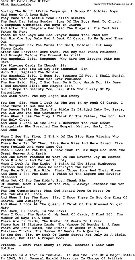 the deck of cards lyrics